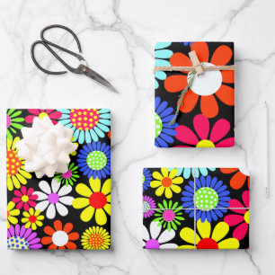 Retro Spring Hippie Blume Power Geschenkpapier Set