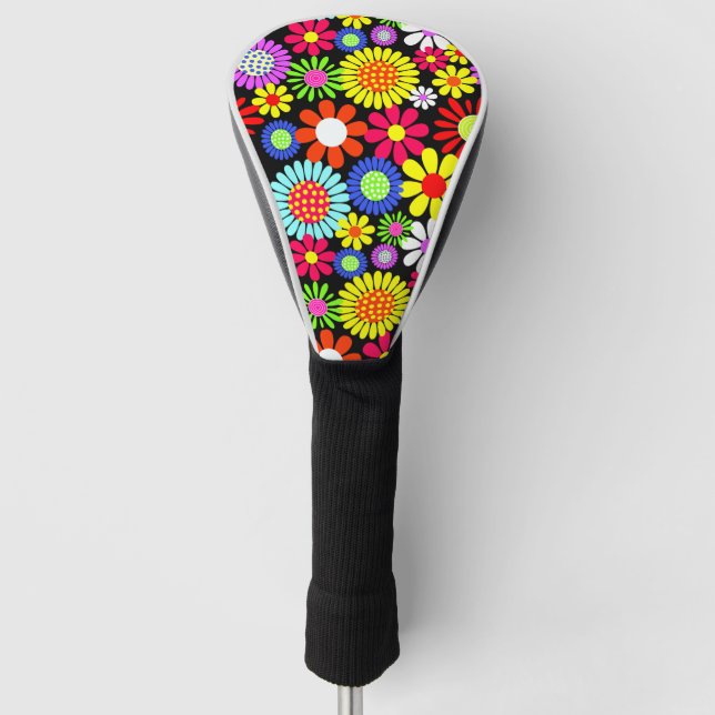 Retro Spring Hippie Blume Power Golf Headcover (Vorderseite)