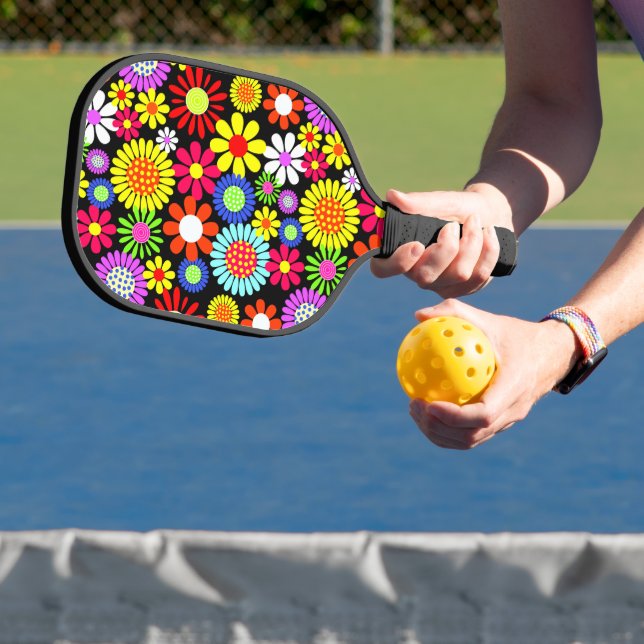 Retro Spring Hippie Blume Power Pickleball Schläger (InSitu)