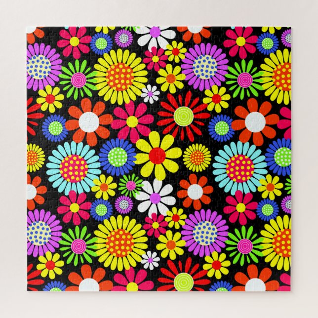 Retro Spring Hippie Blume Power Puzzle (Vertikal)