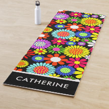 Retro Spring Hippie Blume Power Yoga Mat