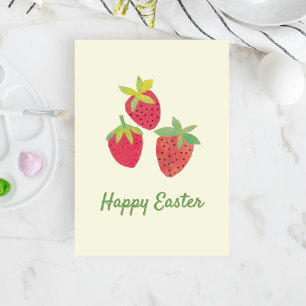 Retro Spring Strawberry Osterfalte Urlaubskarte Feiertagskarte