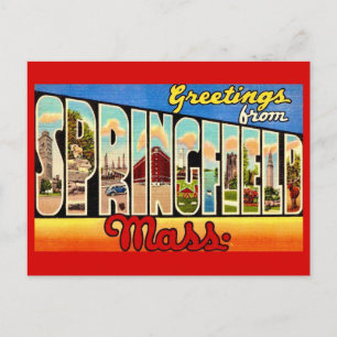 Retro-Springfield-MA-Grußpostkarte Postkarte