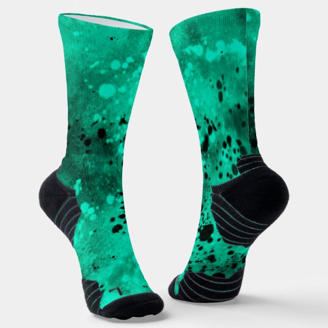 Retro-Spritzer Grün/Schwarz Socken (Gewinkelt)