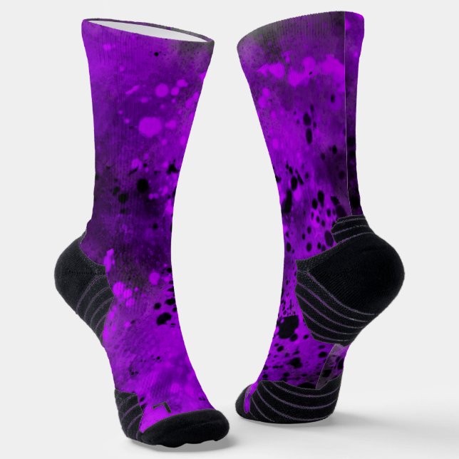 Retro-Spritzer Lila und schwarz Socken (Gewinkelt)