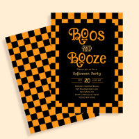 Retro Spuk und Alkohol Halloween kariert Orange