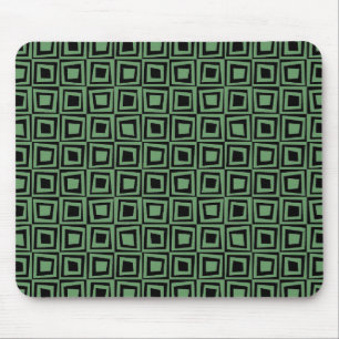 Retro Squares - Army Green on Black Mousepad