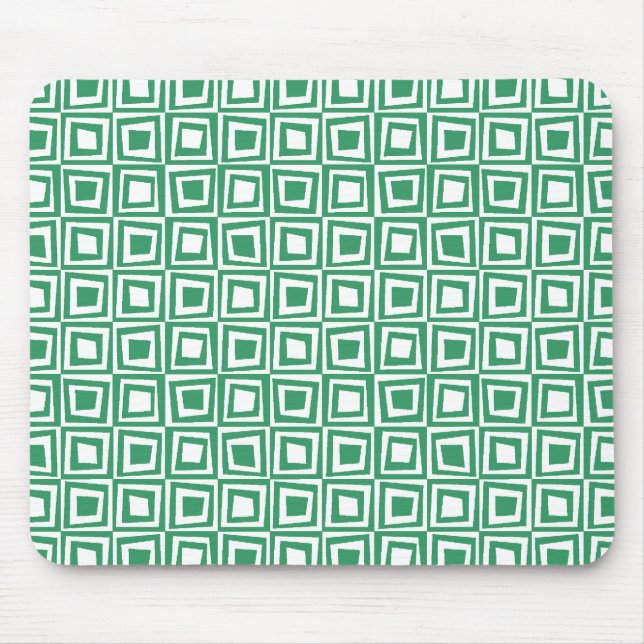 Retro Squares - Kentucky Green on White Mousepad (Vorne)