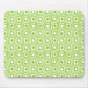 Retro Squares - Martian Green on White Mousepad