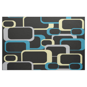 Retro Squares Muster Blau Graues Gelbes Schwarz Stoff