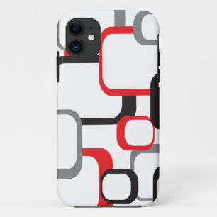 Retro Squares Red Black Grau White Pattern Case-Mate iPhone Hülle