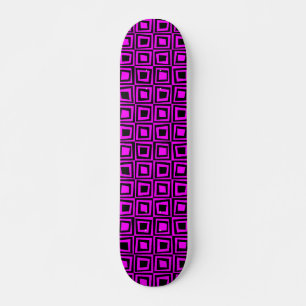 Retro Squares - Schwarz auf Magenta Skateboard