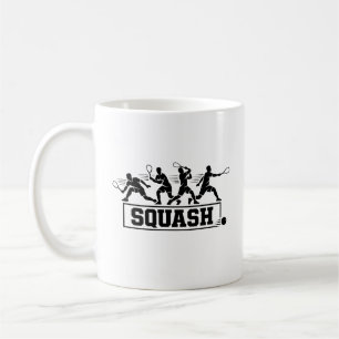 Retro-Squashspieler-Aktionssequenz-Silhouetten-Kun Kaffeetasse