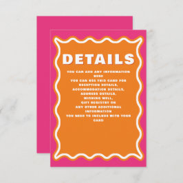 Retro Squiggle Wavy Curve Pink Orange Wedding Begleitkarte