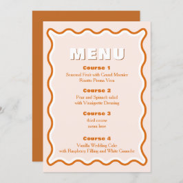 Retro Squiggle Wavy Terracotta Wedding Menu Menükarte