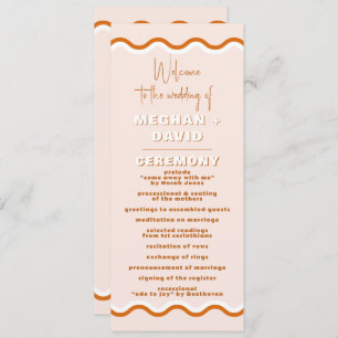 Retro Squiggle Wavy Terracotta Wedding Program Programm