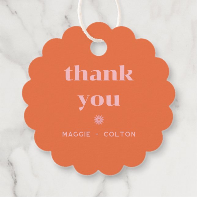 Retro Squiggle Wedding Monogram Classic Round Stic Geschenkanhänger (Rückseite)