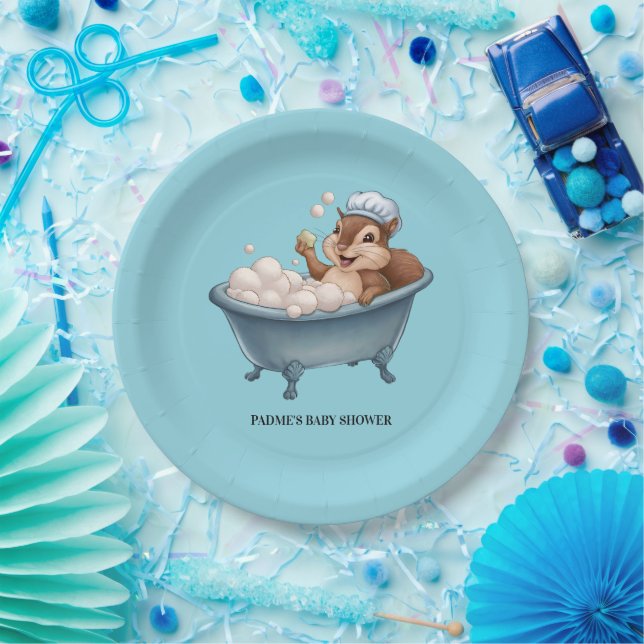 Retro Squirrel Baby Shower Pappteller (Party)