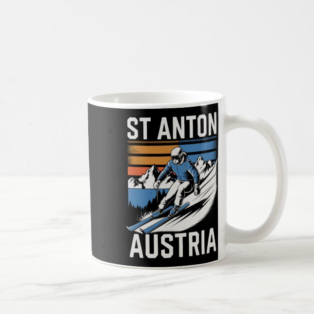 Retro St Anton Österreich Skigebiet  Kaffeetasse (Rechts)