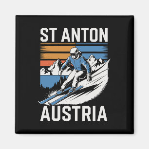 Retro St Anton Österreich Skigebiet  Magnet