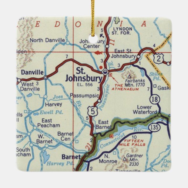 Retro St. Johnsbury Vermont Keramikornament (Rückseite)