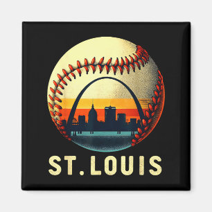Retro St. Louis Baseball City Skyline Spieltag Spo Magnet