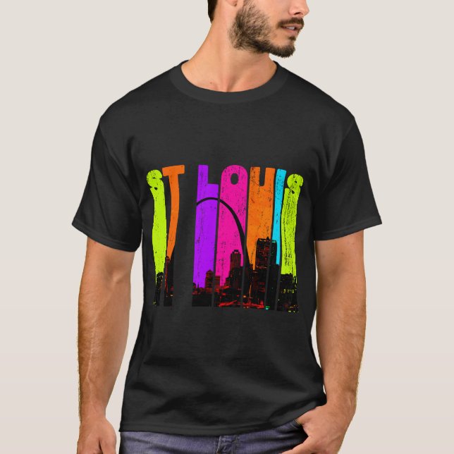 Retro St Louis Missouri Cityscape Skyline T-Shirt (Vorderseite)