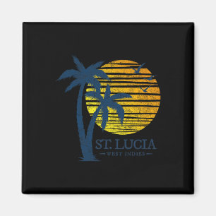 Retro St. Lucia Strand Sonnenuntergang Jungen Mädc Magnet