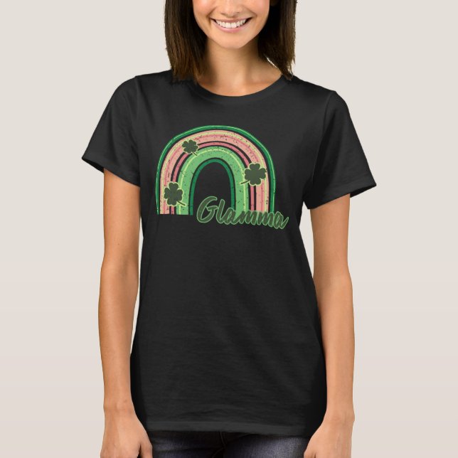 Retro St Patrick s day Glamma  Rainbow Shamrock Pa T-Shirt (Vorderseite)