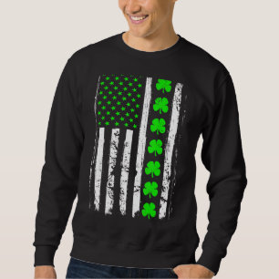 Retro St Patrick's Day Green American Flag S Sweatshirt