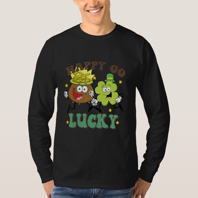 Retro St Patrick's Day Happy Go Lucky Pot Of Gold  T-Shirt (Vorderseite)
