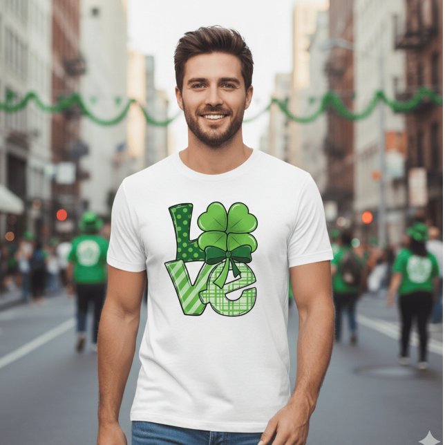 Retro St Patrick's Day Love Clover Green Plaid  T-Shirt (Von Creator hochgeladen)