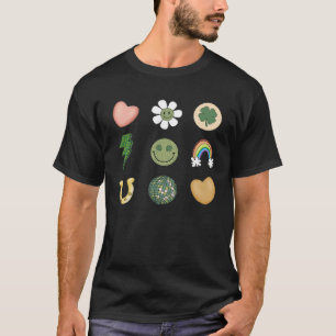 Retro St Patricks Day Lucky Vibes Kleeblatt für Mä T-Shirt