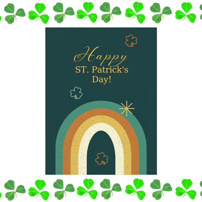 Retro St. Patrick's Day Rainbow Postkarte (Von Creator hochgeladen)