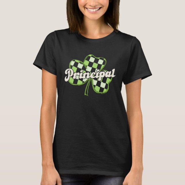 Retro St Patricks Day School Principal Lucky Shamr T-Shirt (Vorderseite)