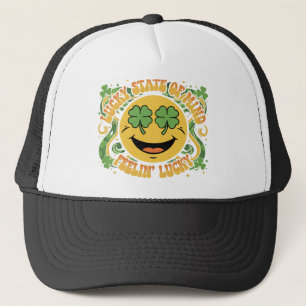 Retro St. Patrick's Day Smiley Gesicht Glücklicher Truckerkappe