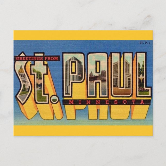 Retro St Paul Minnesota Grüße Postkarte (Vorderseite)