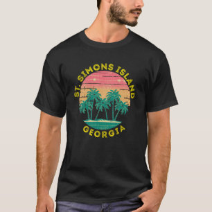 Retro St Simons Island Vacation Souvenir Palme Tre T-Shirt