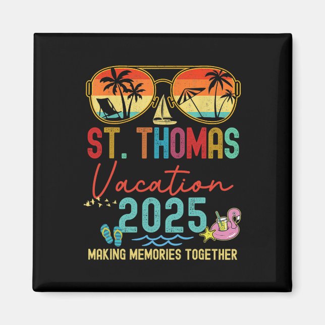 Retro St. Thomas Vacation 2025 Erinnerungen Matchi Magnet (Vorne)