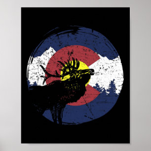 Retro-Staatsflagge Colorado Rocky Mountains Skifah Poster