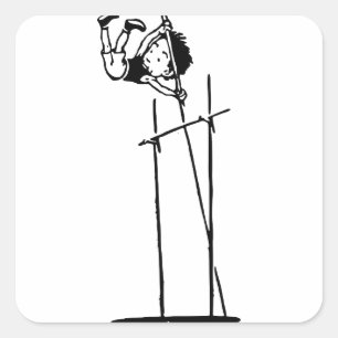 Retro Stabhochsprung Quadratischer Aufkleber