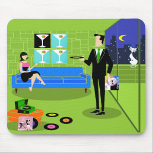 Retro-Stadt-Cartoon-Paar-Mauspad Mousepad