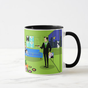 Retro-Stadt-Cartoon-Paar-Tasse Tasse