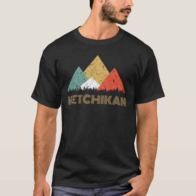 Retro Stadt des Ketchikan GebirgsShirts T-Shirt (Vorderseite)