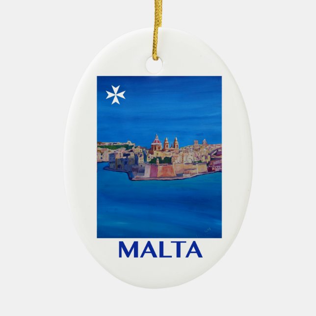 RETRO Stadt PLAKAT Maltas Valletta von KnightsII Keramikornament (Vorne)