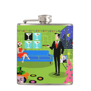 Retro städtische Weihnachtspaar-Flasche Flachmann