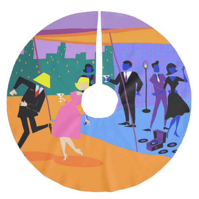 Retro städtischer polyester weihnachtsbaumdecke (Vorderseite)