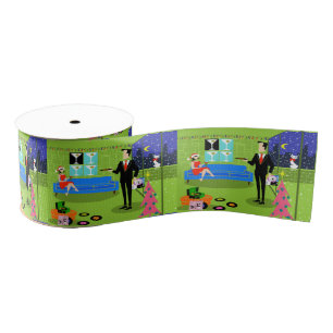 Retro städtisches Weihnachtspaar-Band Ripsband