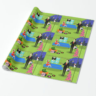 Retro städtisches Weihnachtspaar-Packpapier Geschenkpapier