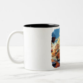 Retro-Stadtstraßenszene Zweifarbige Tasse